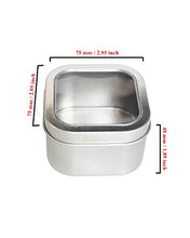 Load image into Gallery viewer, Empty 8-Ounce Capacity Square Silver Metal Tins with Clear Window for Candle Making, Candies, Gifts &amp; Treasures (6 Pack)
