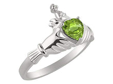 Load image into Gallery viewer, RYLOS Claddagh, Chaddah, Cladder Love, Loyalty Freindship Peridot &amp; Diamond Ring - August Birthstone
