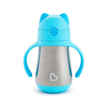 Load image into Gallery viewer, Munchkin Cool Cat Stainless Steel Straw Cup, 8 Ounce, Blue
