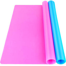 Load image into Gallery viewer, LEOBRO 2 Pack 15.7" x 11.7" Large Silicone Sheet for Crafts Jewelry Casting Mould Mat, Nonstick Heat Resistant Silicone Craft Mat, Placemat, Silicone Mats for Epoxy Resin Crafts, Clay, Blue &amp; Rose Red
