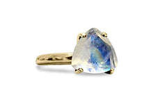 Load image into Gallery viewer, Stackable Vintage Gold Ring by Anemone Unique - 10mm 4-Prong Triangle Shape Moonstone Ring Fit for Engagement, Weddings, and Parties- Handmade Jewelry
