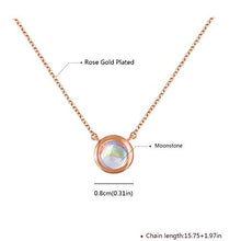 Load image into Gallery viewer, Rose Gold Created Moon Stone Tiny Charm Chain Necklace (Rose Gold)
