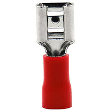 Load image into Gallery viewer, Baomain Female Quick disconnects Vinyl Insulated Spade Wire Connector Electrical Crimp Terminal 22-16 AWG 6.3mm 1/4" Red Pack of 100
