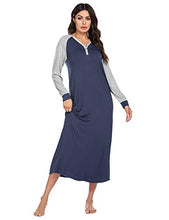 Load image into Gallery viewer, Ekouaer Long Sleeve Nightgown for Women Long Maxi Gowns Dresses Plus Size Loungewear Sleepwear
