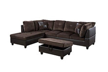 Load image into Gallery viewer, Ainehome 3 PCS Living Room Set, Sectional Sofa Set, Sectional Sofa in Home, with Storage Ottoman and Matching Pillows (Left Hand Facing, Chocolate)
