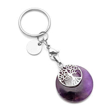 Load image into Gallery viewer, CrystalTears Tree of Life Silver Charms Keychain Amethyst Healing Crystal Chakra Pendant for Womens Mens
