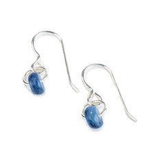 Load image into Gallery viewer, Small Blue Kyanite Gemstone Spinner Orbit Earrings in Sterling Silver
