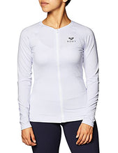 Load image into Gallery viewer, Roxy Women's Standard Essentials Long Sleeve Zip-Up Rashguard, Bright White 21, M
