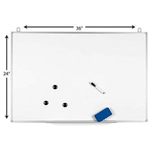 Load image into Gallery viewer, Officeline Ultra-Slim, Lightweight Magnetic Dry Erase Board &amp; Accessories (Includes Whiteboard Pen &amp; Pen Tray, 3 x Magnets &amp; Eraser) (24 x 36 Inch)
