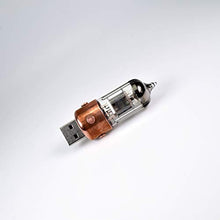 Load image into Gallery viewer, Handmade 32GB Orange Pentode Radio Tube USB 3.1 Flash Drive with Wood Stand. Steampunk/Industrial Style
