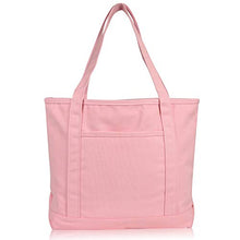 Load image into Gallery viewer, DALIX 20" Solid Color Cotton Canvas Shopping Tote Bag in Light Pink

