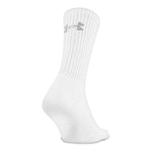 Load image into Gallery viewer, Under Armour Adult Charged Cotton 2.0 Crew Socks, 6-Pairs, White/Gray, Shoe Size: Mens 8-12, Womens 9-12
