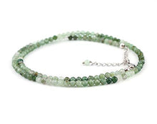 Load image into Gallery viewer, Natural Green Tourmaline Round Gemstone Dainty Full Beaded Choker Necklace, Birthstone, Gift for Women, Healing Crystals, Handmade Jewelry in Rhodium Plated 925 Sterling Silver Chain 18 inch
