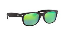 Load image into Gallery viewer, Ray-Ban unisex adult Rb2132 New Wayfarer Mirrored Sunglasses, Black Rubber/Green Flash, 55 mm US
