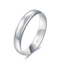 Load image into Gallery viewer, BORUO 925 Sterling Silver Ring High Polish Plain Dome Tarnish Resistant Comfort Fit Wedding Band 4mm Ring Size 10
