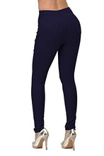 Load image into Gallery viewer, High Rise-Waisted Women Juniors Colored Stretchy Skinny Butt Lift Jeans Pants Black White (Navy, M)
