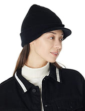 Load image into Gallery viewer, HAUTZADO Knit Beanie Hat with Brim Chunky Winter Skully Cap with Visor Black
