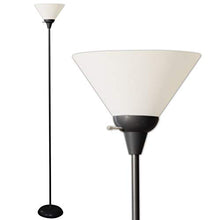 Load image into Gallery viewer, Floor Lamp by Light Accents - Mary Floor Lamp for Living Rooms - Standing lamp - Pole Light - Torchiere Floor Lamp - Bedroom Floor Lamp - Torch Lamps Bright Reading Light with White Shade - Black
