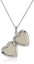Load image into Gallery viewer, Amazon Collection Sterling Silver Heart and Mother-of-Pearl Heart and Cross Locket Necklace, 18''
