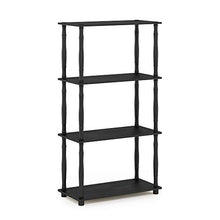 Load image into Gallery viewer, FURINNO Turn-N 4-Tier Multipurpose Shelf Display Rack with Classic Tubes, French Oak Grey/Black

