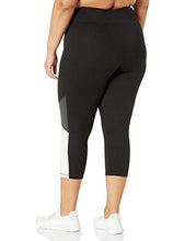 Load image into Gallery viewer, Just My Size Women's Plus Size Active Pieced Stretch Capri, Black/Granite Heather/White, 1X

