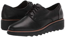 Load image into Gallery viewer, Clarks womens Sharon Noel Oxford, Black Leather W/ Dark Tan Welt, 7.5 US
