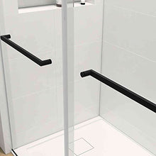 Load image into Gallery viewer, Cotoala Frameless Double Sliding Shower Door, 56" - 72" Width Width, 76" Height, Noiseless Shatterproof Bathroom Gate with Square Rail and 0.4" Clear Tempered Glass
