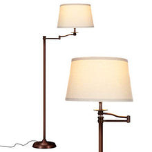 Load image into Gallery viewer, Brightech Caden Swing Arm LED Floor Lamp- Classic Lamp with Extending Arm - Diffusing Lamp Shade - Tall Industrial Uplight for Living Room, Family Room, Office or Bedroom - Bronze
