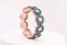 Load image into Gallery viewer, Special Design Turkish Handmade Jewelry Round Cut Turquoise Topaz Stone 925 Sterling Silver Band Ring All Size
