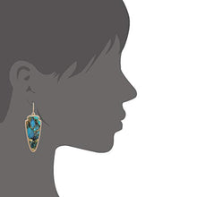 Load image into Gallery viewer, Marble Effect on Recycled Wood, Arrowhead Shape Drop Statement Earrings
