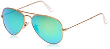 Load image into Gallery viewer, Ray-Ban RB3025 Classic Polarized Aviator Sunglasses, Matte Gold/Green on Green Mirror, 55 mm
