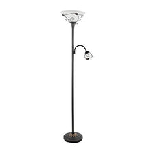 Load image into Gallery viewer, CO-Z Torchiere Floor Lamp with Side Reading Light, 3-Way Switch Combo Antique Bronze Mother Daughter Floor Lamp with Glass Shade, 71" Desk Floor Lamp for Living Room Corner Bedroom Home Office
