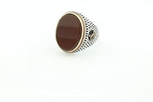 Load image into Gallery viewer, KAR 925K Stamped Sterling Silver Agate (Aqeeq) Ottoman Men's Ring K51C (8)
