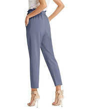 Load image into Gallery viewer, GRACE KARIN Women's Slim Cropped Stretch Casual Pants with Pockets M Blue-Gray
