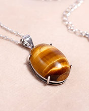 Load image into Gallery viewer, Jewever 925 Sterling Silver Necklace Inlay Genuine Tiger Eye Stone Pendant Crystal Chain Necklaces for Women Birthday Gifts Jewelry Chain (16"+2")
