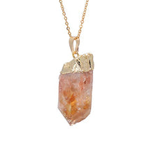 Load image into Gallery viewer, Natural Healing Crystal Yellow Citrine Rough Stone Pendant Necklace, Yellow Gold Tone

