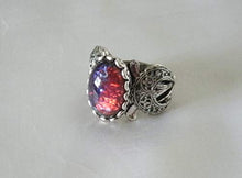 Load image into Gallery viewer, Dragons Breath Fire Opal Triple Moon Ring handmade jewelry wiccan pagan wicca witch witchcraft goddess gothic

