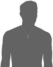 Load image into Gallery viewer, Men's 14k Gold Filled Solid Beveled Edge Embossed Crucifix Cross with Gold Plated Stainless Steel Chain Pendant Necklace, 18"
