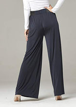 Load image into Gallery viewer, Palazzo Pants with Pockets for Women - Many Colors and Prints - High Waisted Wide Legged - Solid Navy - One Size - 715854664505
