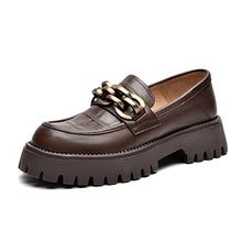 Load image into Gallery viewer, Beau Today Loafers for Women with Chains Chunky Platform Lug Sole Slip On Shoes Brown 6
