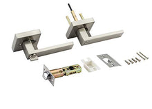 Load image into Gallery viewer, Berlin Modisch Contemporary Square Privacy Lever Door Handle Easy to Open Locking Lever Set [for Bedroom or Bathroom] Reversible for Right &amp; Left Sided Doors Heavy Duty - Satin Nickel Finish
