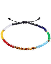 Load image into Gallery viewer, Jewever 7 Chakra Anklet Bracelet For Women Beach Foot Energy Healing Gemstone and Crystals Yoga Worry Stone Balancing Meditation
