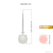 Load image into Gallery viewer, June Birthstone - Solitaire Moonstone Dangle Earrings in 14K White Gold (7mm Moonstone)
