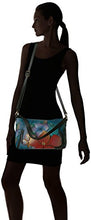 Load image into Gallery viewer, Anna by Anuschka Women's Wide Cross Body Satchel | Hand Painted Original Artwork | Zip-Top Organizer | Midnight Floral
