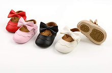 Load image into Gallery viewer, SOFMUO Baby Girls Mary Jane Flats Non-Slip Soft Rubber Sole Bowknot Infant Sneakers Toddler Princess Dress Walking Shoes(A01/Black,12-18 Months)
