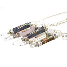 Load image into Gallery viewer, FASHIONZAADI Crystal Wand Pendulum Set Clear Quartz, Rose Quartz, Tiger Eye, Amethyst, Black Tourmaline for Chakra Healing Divination and Dowsing Stone Dowser Meditation Size 3-3.5 inch
