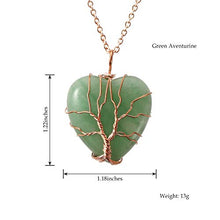 Load image into Gallery viewer, Top Plaza Natural Green Aventurine Healing Crystals Necklace Tree of Life Wire Wrapped Stone Heart Pendant Necklaces Reiki Quartz Jewelry for Womens Girls Ladies
