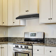 Load image into Gallery viewer, Under Cabinet Range Hood 30 inch with Anti-fingerprint Design, Black Slim Vent Hood with 3 Speed Exhaust Fan, Ducted and Ductless Convertible, CIARRA CAB75918B
