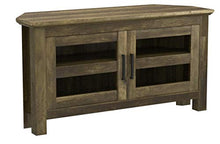 Load image into Gallery viewer, WE Furniture Modern Farmhouse Wood Corner Universal Stand for TV's up to 50" Flat Screen Living Room Storage Entertainment Center, Reclaimed Barnwood
