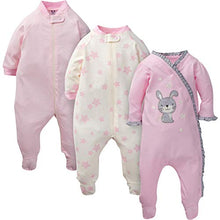 Load image into Gallery viewer, Gerber Baby Girls' 3-Pack Organic Sleep 'N Play, twinkle bunny, Newborn
